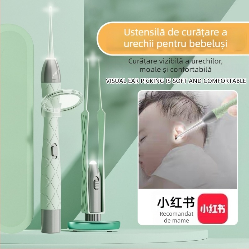 Set linguri de urechi luminoase, reîncărcabil, sursă dublă de lumină, inspecție vizuală a canalului urechii, PVC