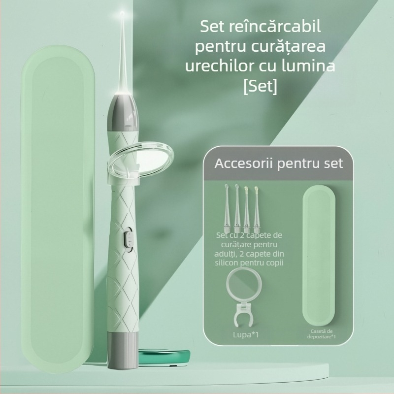 Set linguri de urechi luminoase, reîncărcabil, sursă dublă de lumină, inspecție vizuală a canalului urechii, PVC