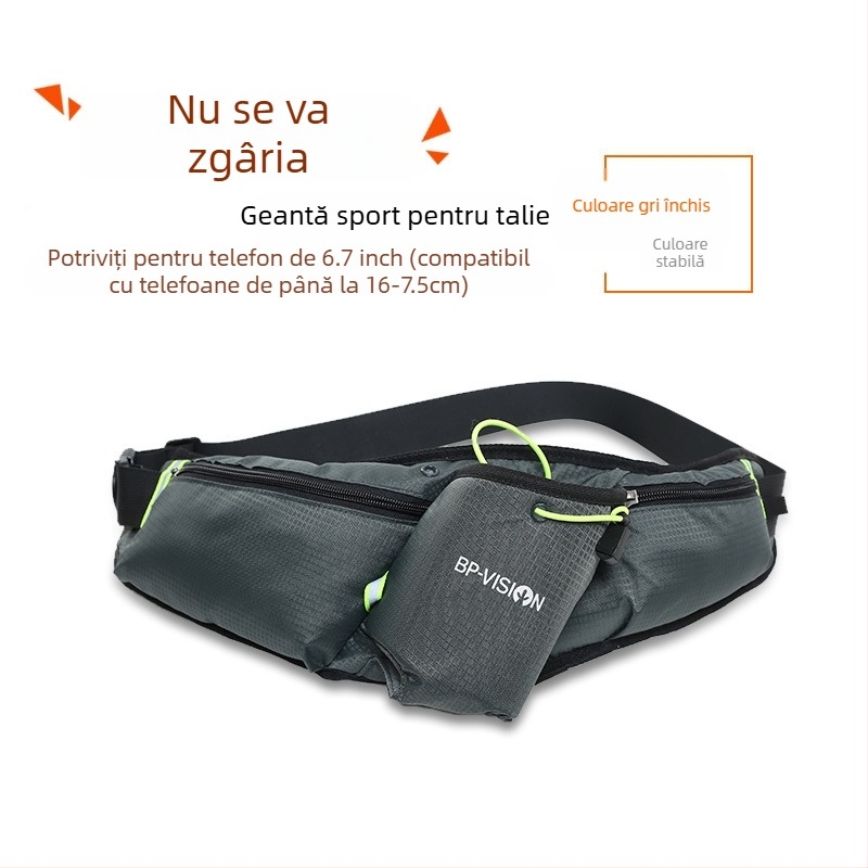 Borsetă de talie sport pentru apă și telefon — nailon, impermeabil, respirabil, ușor, antifurt