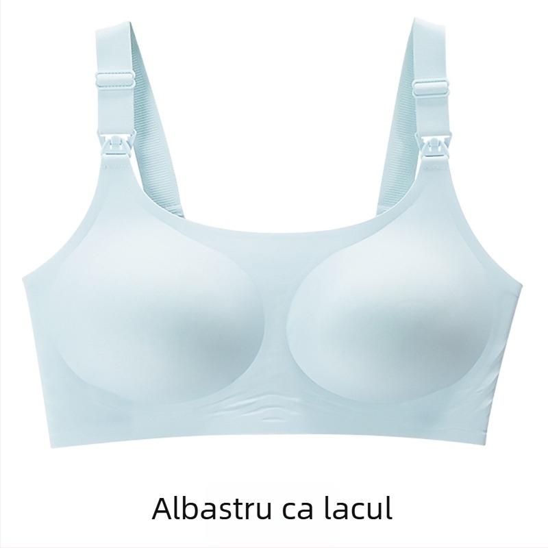 Sutien de alăptare pentru sarcină, cupe subțiri modelate, închidere în spate cu patru rânduri, bretele fixe duble, material nylon cu căptușeală din spandex 30–50%