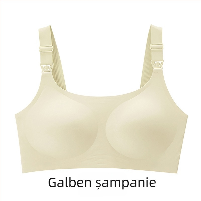 Sutien de alăptare pentru sarcină, cupe subțiri modelate, închidere în spate cu patru rânduri, bretele fixe duble, material nylon cu căptușeală din spandex 30–50%