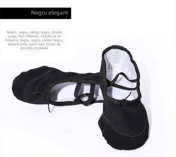 Pantofi de dans pentru copii, unisex, talpă moale, din pânză, vârf din piele