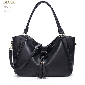 Geantă de damă din PU cu ciucuri, bucket stil, închidere cu fermoar, textură moale, căptușeală de poliester, buzunare interioare: buzunar cu fermoar, buzunar pentru telefon, buzunar pentru card de identitate, potrivită pentru utilizare zilnică