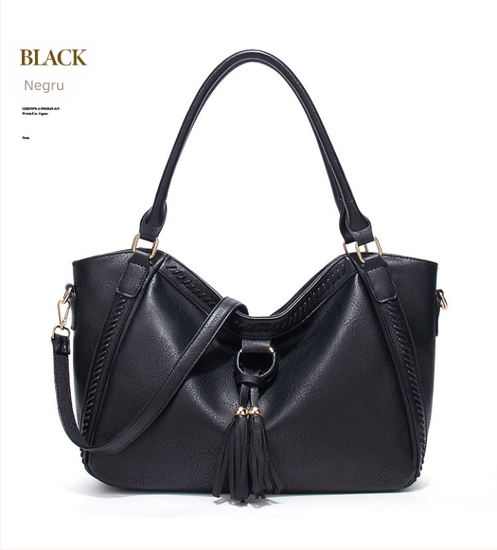 Geantă de damă din PU cu ciucuri, bucket stil, închidere cu fermoar, textură moale, căptușeală de poliester, buzunare interioare: buzunar cu fermoar, buzunar pentru telefon, buzunar pentru card de identitate, potrivită pentru utilizare zilnică