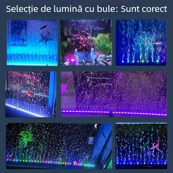 Iluminare LED subacvatică pentru acvariu cu oxigenare, impermeabilă, bandă cu bule