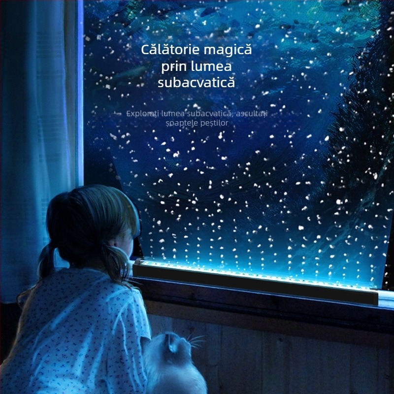 Iluminare LED subacvatică pentru acvariu cu oxigenare, impermeabilă, bandă cu bule
