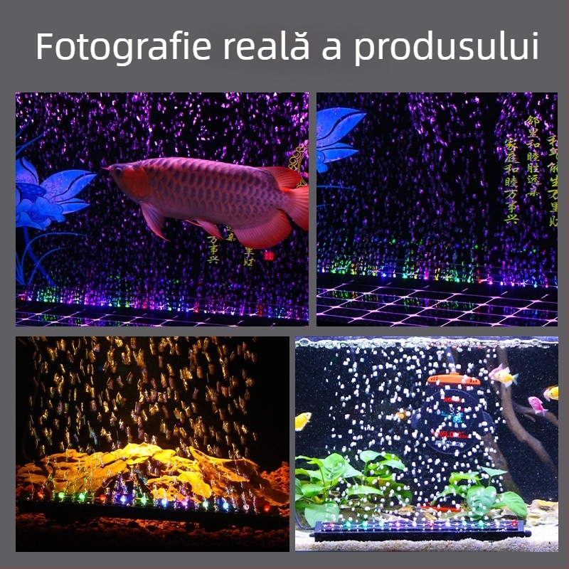 Iluminare LED subacvatică pentru acvariu cu oxigenare, impermeabilă, bandă cu bule
