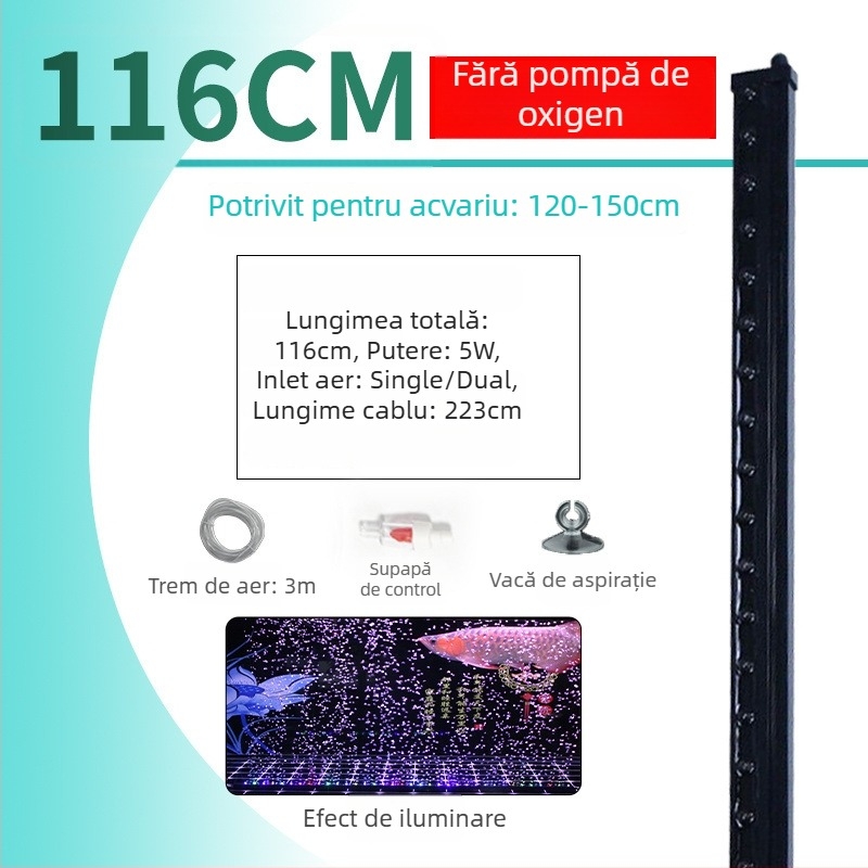 Iluminare LED subacvatică pentru acvariu cu oxigenare, impermeabilă, bandă cu bule