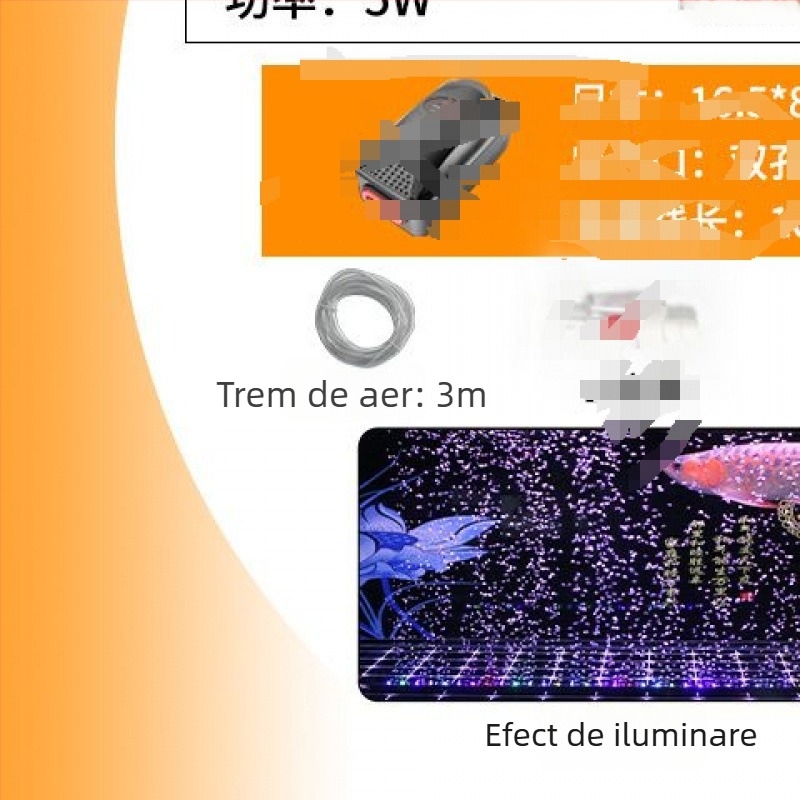 Iluminare LED subacvatică pentru acvariu cu oxigenare, impermeabilă, bandă cu bule