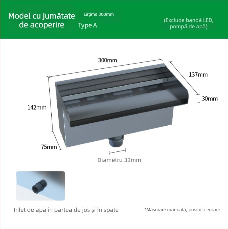 Ieșire de cascadă din oțel inoxidabil pentru element decorativ exterior cu pulverizare pe peretele frontal — Brand Half Moon Bay