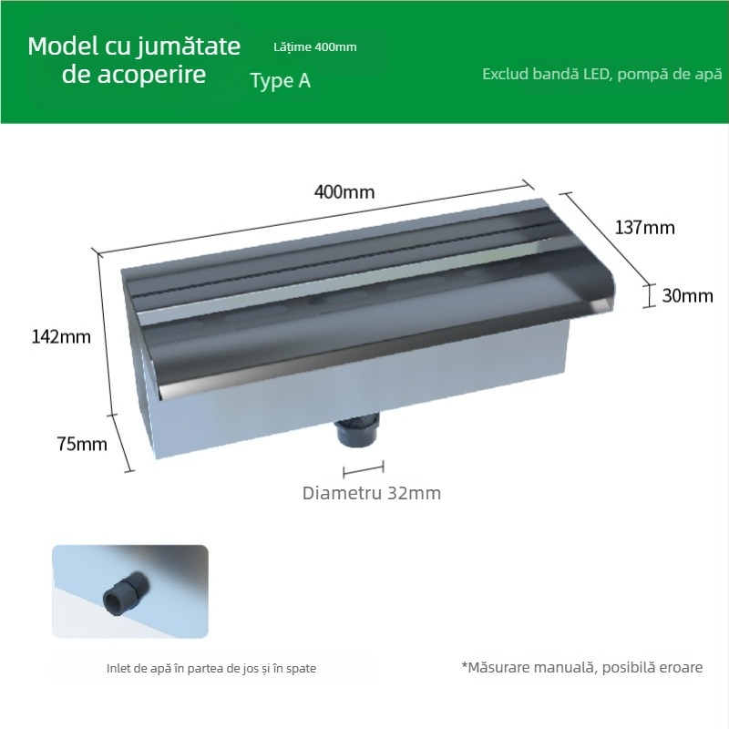 Ieșire de cascadă din oțel inoxidabil pentru element decorativ exterior cu pulverizare pe peretele frontal — Brand Half Moon Bay