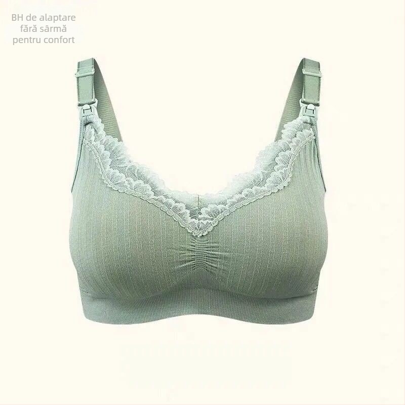 Blue Butterfly Sutien de alăptare din modal, fără fir, fără cusături, cupe preformate subțiri, margine dantelată, pernă cu orificii de aer, bretele fixe duble