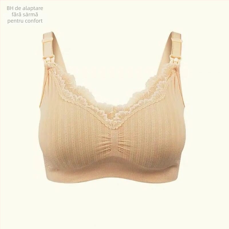 Blue Butterfly Sutien de alăptare din modal, fără fir, fără cusături, cupe preformate subțiri, margine dantelată, pernă cu orificii de aer, bretele fixe duble