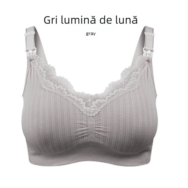 Blue Butterfly Sutien de alăptare din modal, fără fir, fără cusături, cupe preformate subțiri, margine dantelată, pernă cu orificii de aer, bretele fixe duble