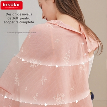 Acoperire de alăptat din bambus-bumbac, stil cardigan nordic, țesătură subțire 101–120 g/m², 70% bambus, 30% bumbac, pentru vară, primăvară și toamnă