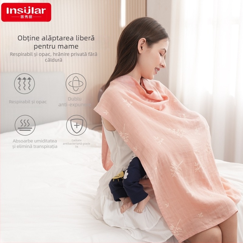 Acoperire de alăptat din bambus-bumbac, stil cardigan nordic, țesătură subțire 101–120 g/m², 70% bambus, 30% bumbac, pentru vară, primăvară și toamnă