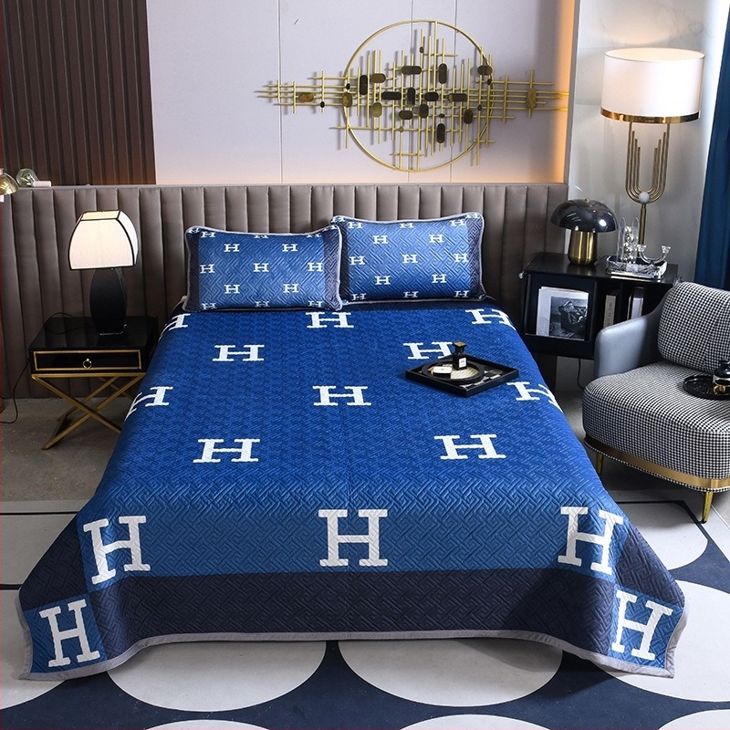 Set de trei piese pentru acoperire pat din velur pentru copii, față dublă quiltat, cald pentru iarnă, țesătură twill, vopsire reactivă, personalizare