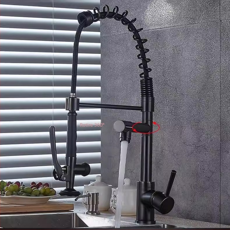 Robinet de bucătărie cu corp din cupru, cartuș ceramic și design cu cuplaj dublu