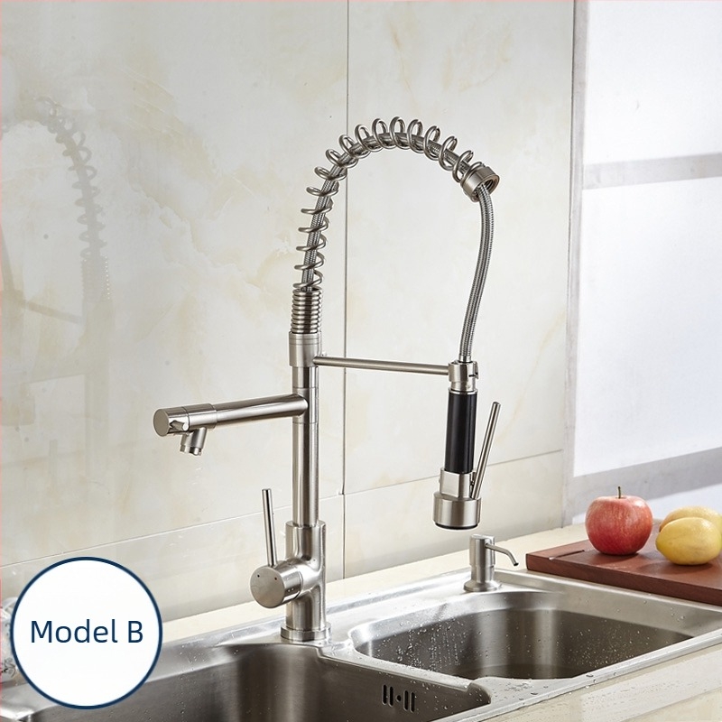 Robinet de bucătărie cu corp din cupru, cartuș ceramic și design cu cuplaj dublu