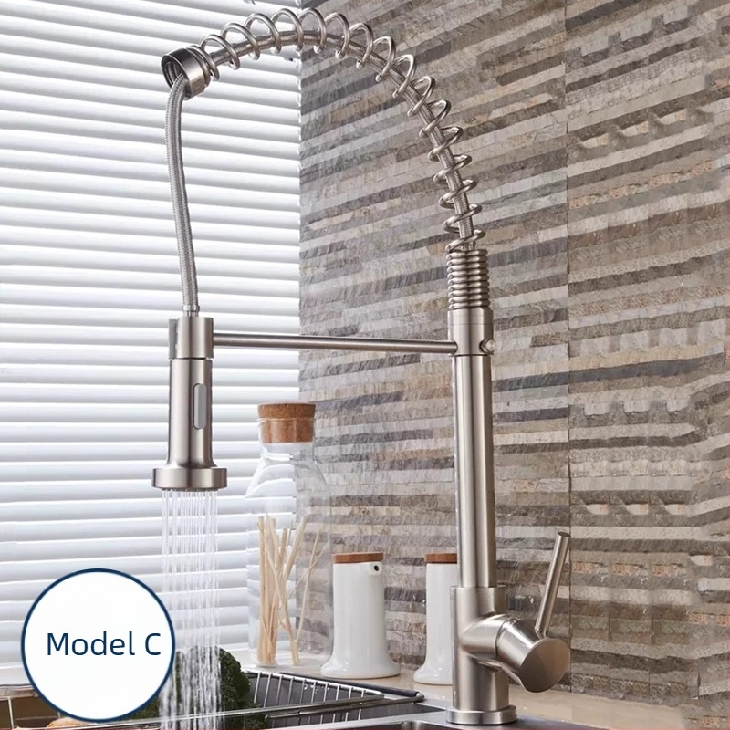 Robinet de bucătărie cu corp din cupru, cartuș ceramic și design cu cuplaj dublu