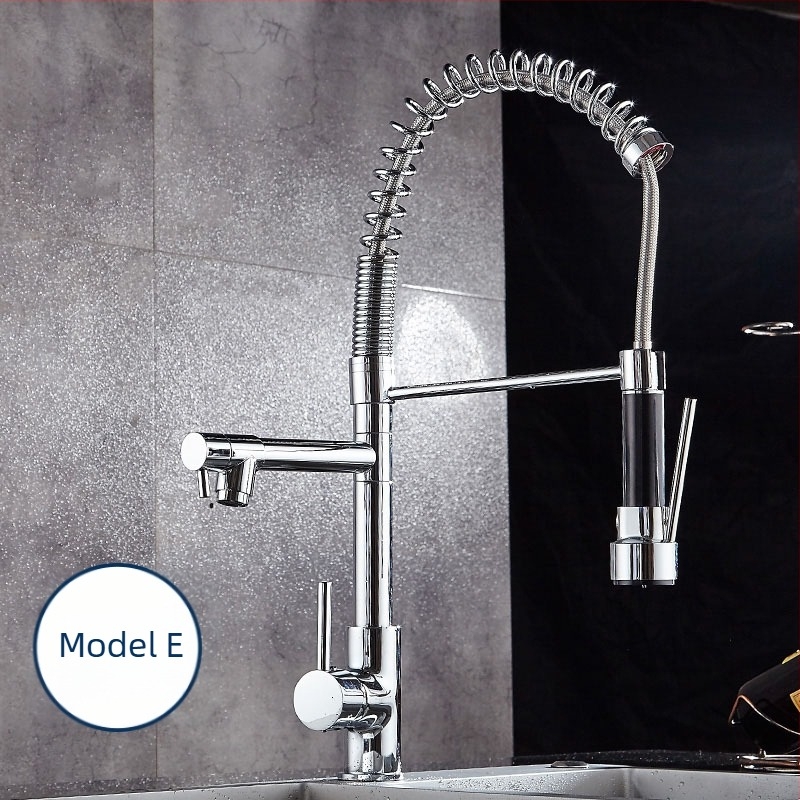 Robinet de bucătărie cu corp din cupru, cartuș ceramic și design cu cuplaj dublu