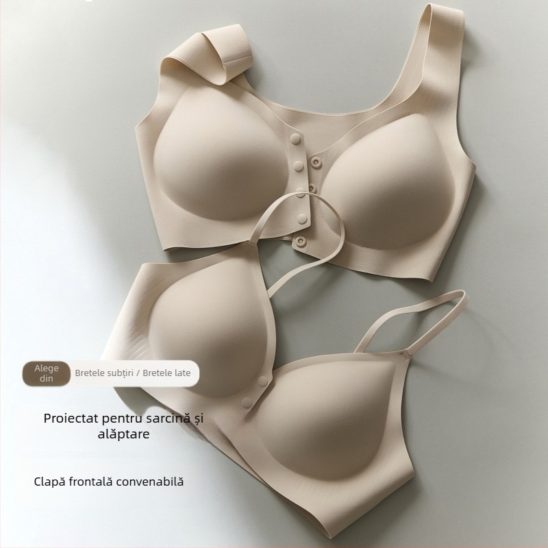 Cerotich Sutien de alăptare cu închidere frontală – pentru toate etapele, din nylon/poliamidă, bretele fixe în dublu, cupe formate subțiri