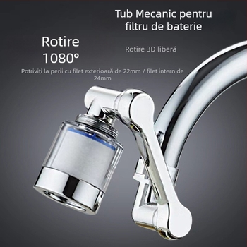 Filtru pentru robinet cu extensie rotativă de 1080° și aerator – ABS, Xiangyun