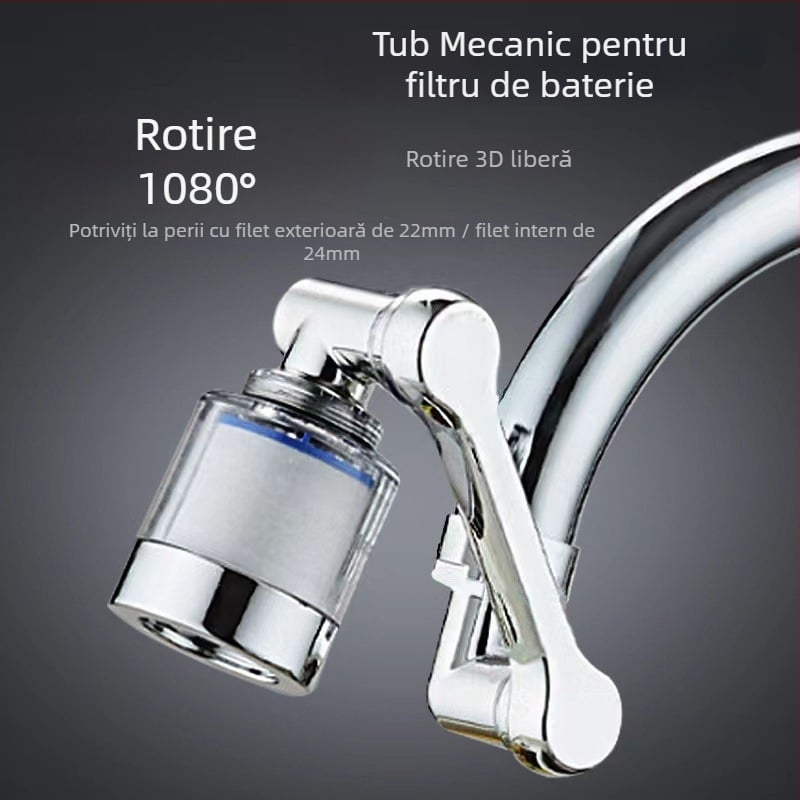 Filtru pentru robinet cu extensie rotativă de 1080° și aerator – ABS, Xiangyun
