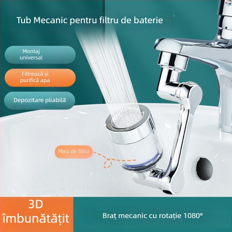 Filtru pentru robinet cu extensie rotativă de 1080° și aerator – ABS, Xiangyun