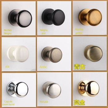 Mâner cu bilă, unic, pentru uși ascunse, rotund, stil lux ușor; material: aliaj de zinc; suprafață: acoperire electroplată; utilizare: doar mâner; model: mâner cu bilă