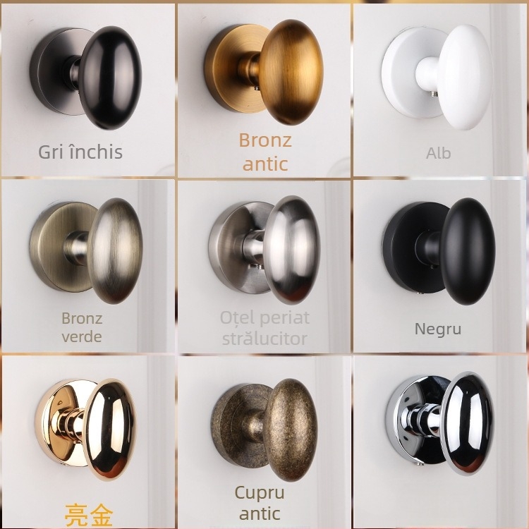 Mâner cu bilă, unic, pentru uși ascunse, rotund, stil lux ușor; material: aliaj de zinc; suprafață: acoperire electroplată; utilizare: doar mâner; model: mâner cu bilă