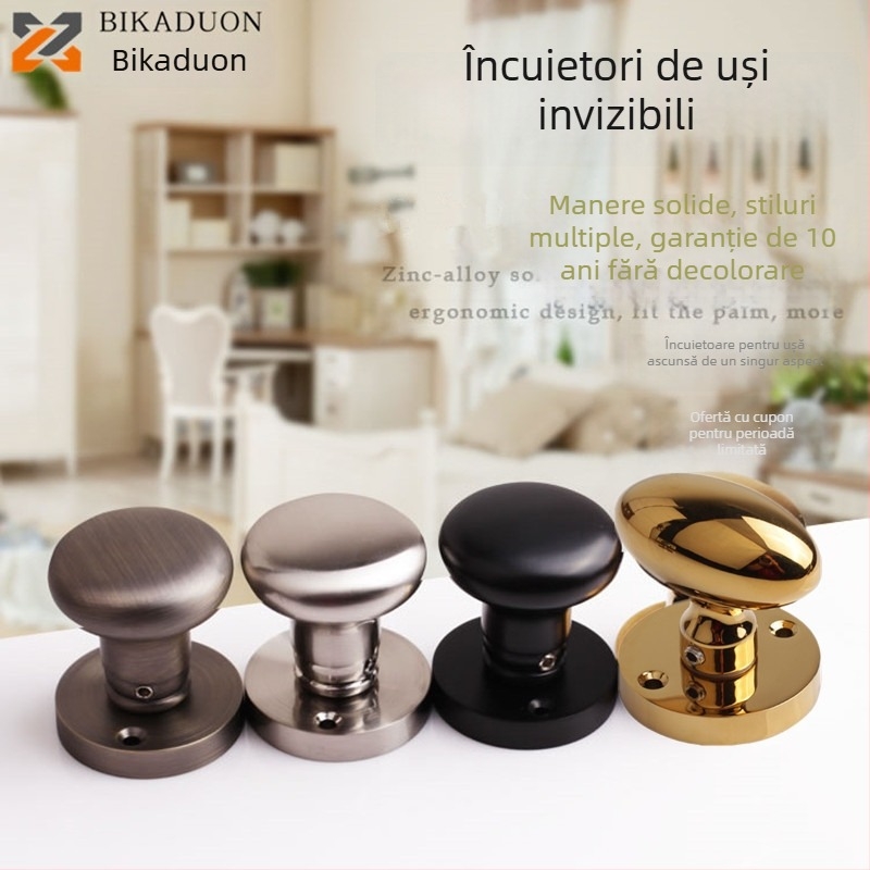 Mâner cu bilă, unic, pentru uși ascunse, rotund, stil lux ușor; material: aliaj de zinc; suprafață: acoperire electroplată; utilizare: doar mâner; model: mâner cu bilă