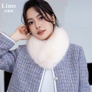 Fular din blană de vulpe pentru femei, închidere magnetică, guler din blană, imitatie de blană de iepure, stil coreean, lucrat manual