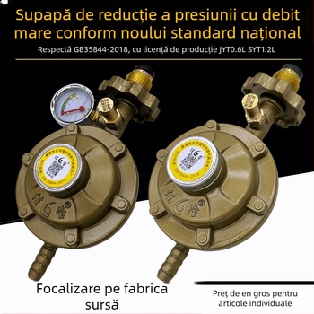Valvă reductoare de presiune pentru cilindru de gaz lichefiat, Shengdi, corp din aluminiu, design modern minimalist
