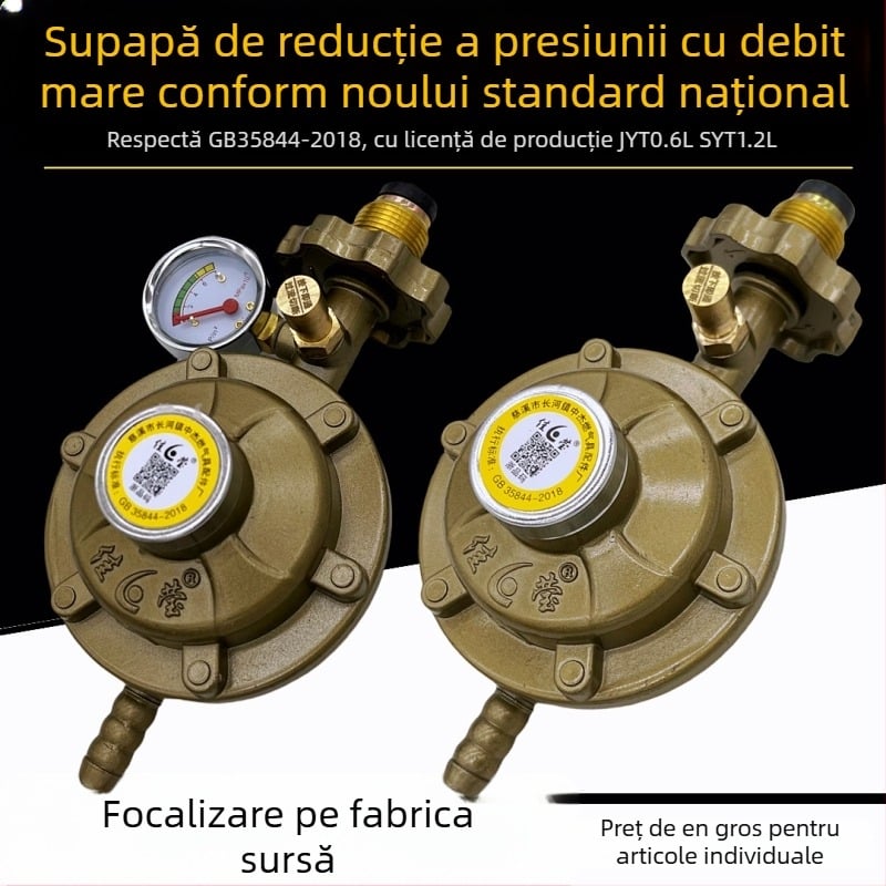 Valvă reductoare de presiune pentru cilindru de gaz lichefiat, Shengdi, corp din aluminiu, design modern minimalist
