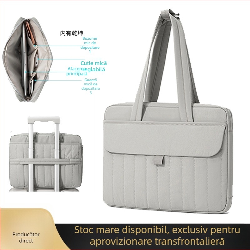 Geantă pentru laptop cu carcasă subțire, capacitate mare, design urban simplu; exterior nylon, căptușeală poliester; unisex; lansare iarnă 2025