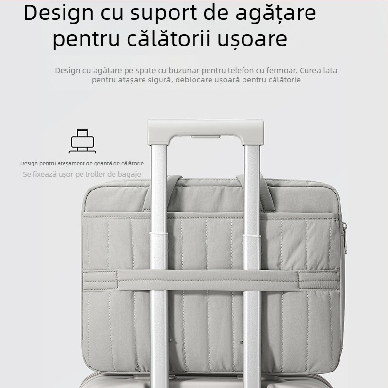 Geantă pentru laptop cu carcasă subțire, capacitate mare, design urban simplu; exterior nylon, căptușeală poliester; unisex; lansare iarnă 2025