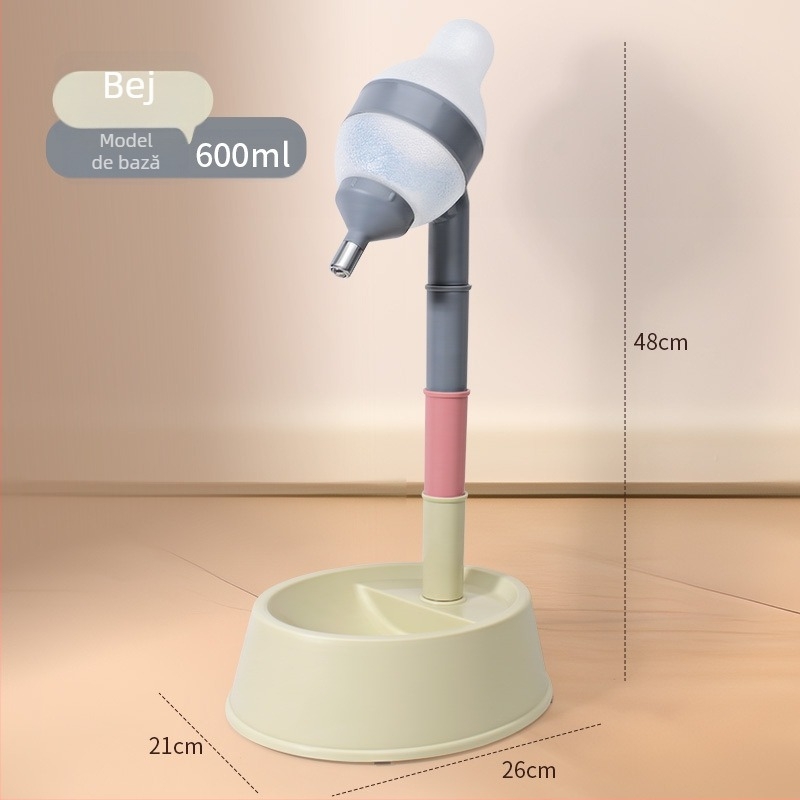 Distribuitor automat de apă pentru animale de companie cu boluri duble din oțel inoxidabil, antișoc, alimentare reglabilă