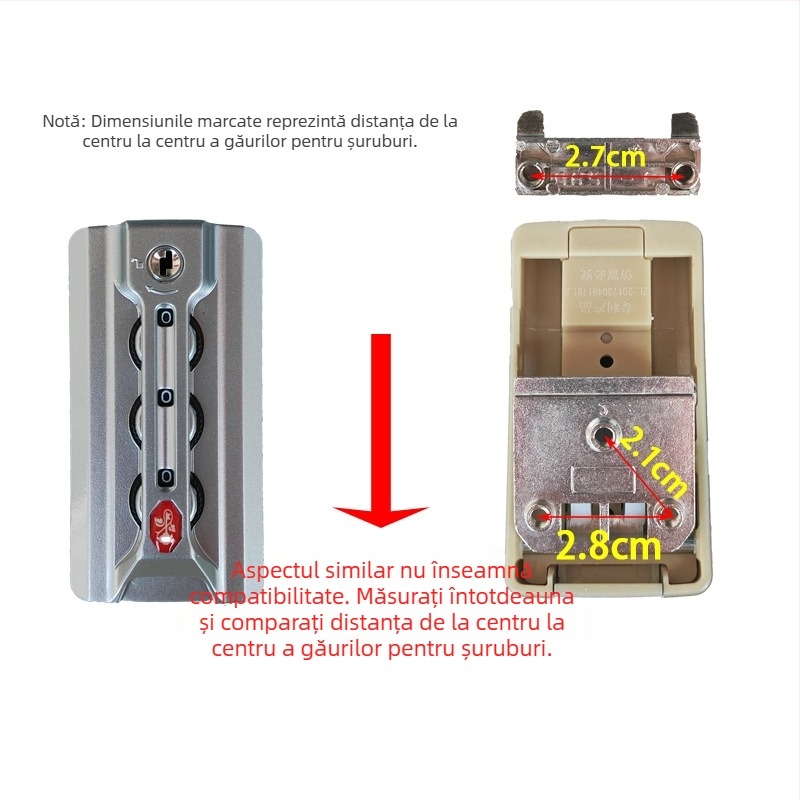 Încuietoare pentru bagaje cu cod – ABS, model cu motiv cheie de trandafir, compatibil TSA