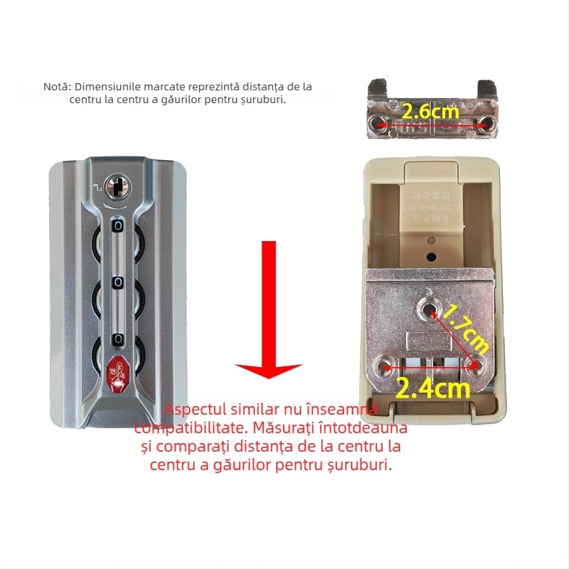 Încuietoare pentru bagaje cu cod – ABS, model cu motiv cheie de trandafir, compatibil TSA