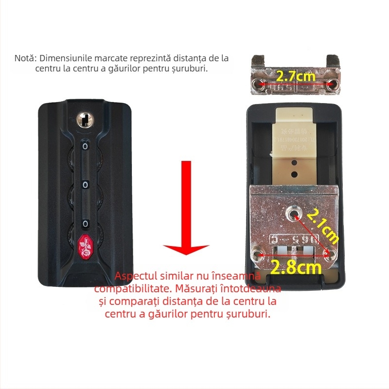 Încuietoare pentru bagaje cu cod – ABS, model cu motiv cheie de trandafir, compatibil TSA