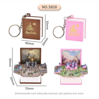 Breloc pentru chei: carte 3D pliantă – lume mini, pandantiv spațial pentru ghiozdan (Material: Plastic; Autorizare IP: Nu; Pregătit pentru cadouri)