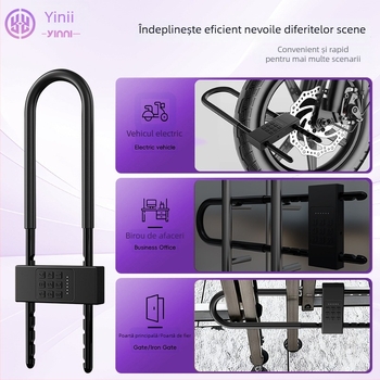 Încuietoare cu parolă în formă de U pentru uși de sticlă, impermeabilă și rezistentă la coroziune, pentru uz casnic și comercial