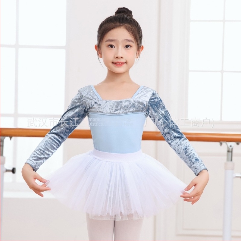 Costum de dans pentru copii pentru reprezentații, mâneci lungi, material nylon, stil etnic coreean, potrivit pentru copii peste 8 ani