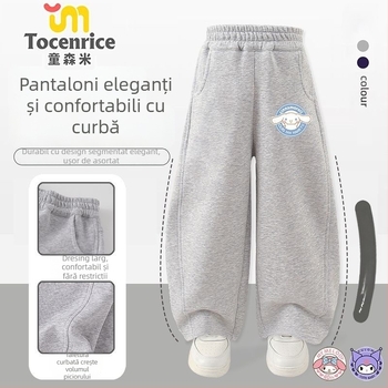 Pantaloni din corduroy pentru fete, cu blană de iepure, temă My Melody & Kuromi, stil coreean, primăvara 2025 – vârsta 3–8 ani.