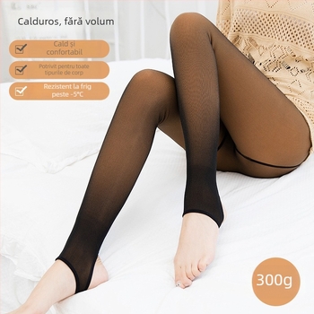 Colanți cu fleece pentru iarnă, ridicare șolduri, nylon 80%, design dintr-o bucată