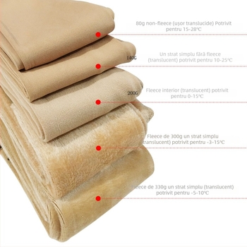 Colanți cu fleece pentru iarnă, ridicare șolduri, nylon 80%, design dintr-o bucată