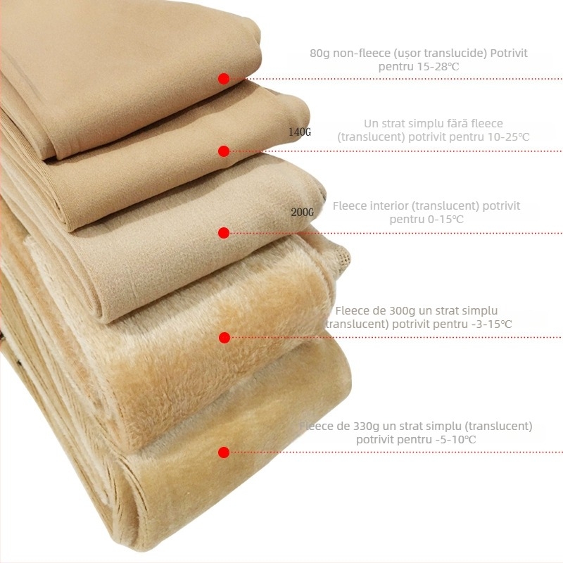 Colanți cu fleece pentru iarnă, ridicare șolduri, nylon 80%, design dintr-o bucată