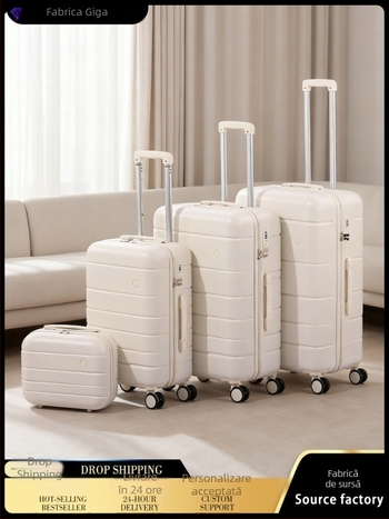 Set bagaje ABS+PC — set de patru piese cu capacitate mare, închidere cu fermoar, încuciător TSA cu combinație, roți universale, greutate 3,3 kg