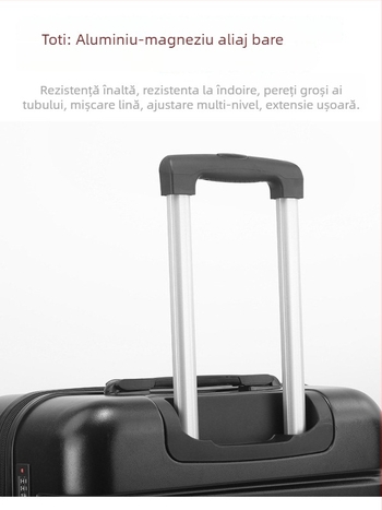 Set bagaje ABS+PC — set de patru piese cu capacitate mare, închidere cu fermoar, încuciător TSA cu combinație, roți universale, greutate 3,3 kg